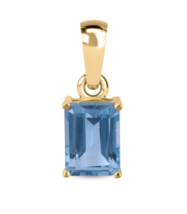 Blue Topaz Solitaire Pendant with 9K Yellow Gold AA women gift genuine gemstone - £90.77 GBP