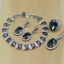 925 Sterling Silver Jewelry Mystic Fire Rainbow Cubic Zirconia Jewelry S... - $36.42