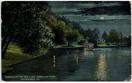 Postcard Moonlight On The Lake Highland Park Pittsburgh Pennsylvania - £11.84 GBP