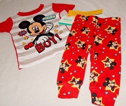Baby Boys Pajamas Size 9 &amp; 24 Months Red Mickey Mouse NEW Sleep Outfit Disney - £14.03 GBP