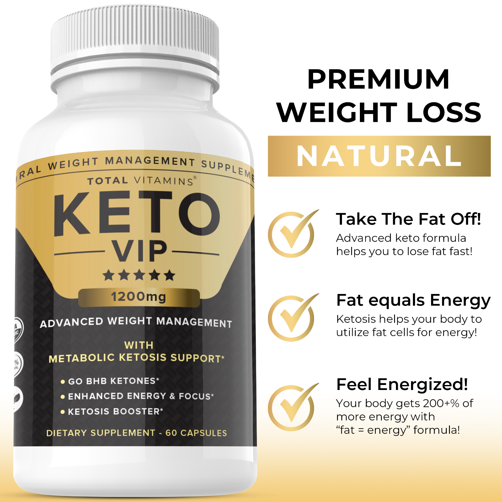 Keto VIP Fuel Diet Pills Pure Keto Fast Burn Advanced Weight Loss - $25.98