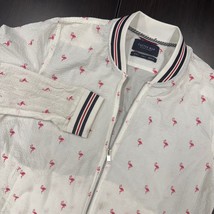 Cactus Man Ricky Singh Flamingo Print White Bomber Jacket - Men&#39;s Large - $30.00