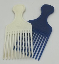 Vintage Goody Hair Pick Picks Set of 2 White Blue USA 6 1/2&quot; x 3&quot; - £13.51 GBP