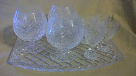 8 Piece Vintage Russian Hand Blown Crystal Set!, Snifters, Shot Glasses And Tray - £159.39 GBP