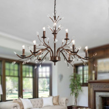 9-Lights Vintage Crystal Chandeliers, Adjustable Crystal Pendant Lighting, Candl - $344.69