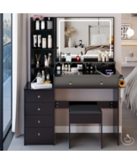 Large Vanity Set w/ LED Mirror &amp; Power Station - $314.55 CAD