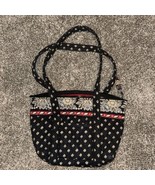 Vintage Vera Bradley Classic Black Quilted Purse Shoulder Bag Tote Flowe... - $791.66 MXN