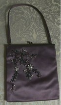 Authentic CASADEI Purple Satin Multi Colored Crystal Flower Hand Bag - £95.00 GBP