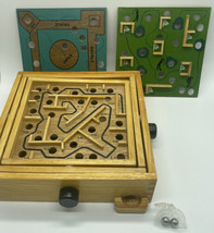 New vintage 1997 wood labyrinth puzzle w 3 plates golf baseball 2 steel ... - £14.88 GBP