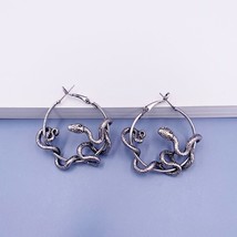 Zy twisted snake earrings for women mujer gold black alloy twining animal hoop earrings thumb200