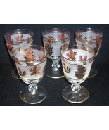 5 Libbey Rock Sharpe GOLDEN FOLIAGE Stem 5 1/4 Cocktail Water Wine Bar G... - $14.84
