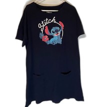 Disney Stitch Blue Cosplay Lounge Tunic Dress Casual Kawaii Patch Pocket... - $18.99