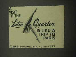 1951 Latin Quarter Club Ad - A Visit is like a trip to Paris - £14.69 GBP