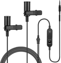Dual Lavalier Microphone, KIMAFUN 2 Lapel Clip-on Omnidirectional Condenser Mic - £15.82 GBP