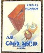 C. Villot &quot;Au Grand Pasteur&quot; French Art Deco Lithograph on Canvas c. 1935  - $2,474.01