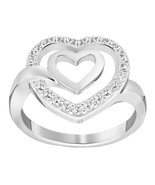 Swarovski Crystal LADY Heart Ring Silver Stamped Swan Retired Sz 55/7 - £38.15 GBP