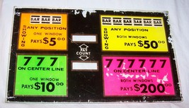 Vintage Slot Machine Thick Belly Glass-777 on Center Line, Bars-13 1/4 by 8 - $32.38
