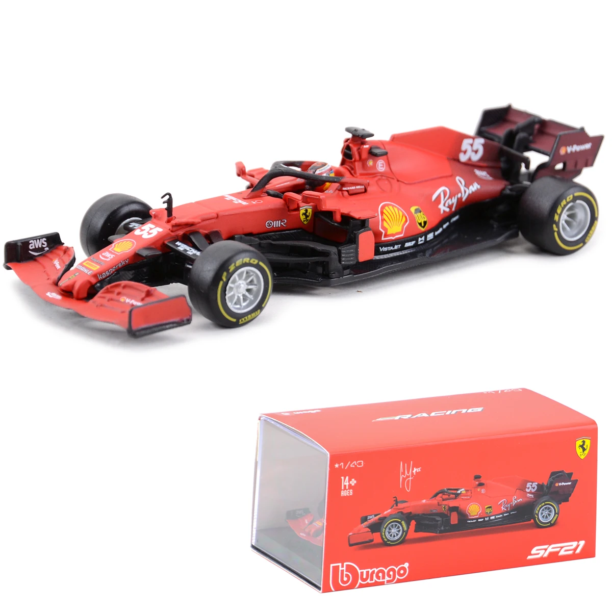 Bburago 1:43  2021 SF21 #55 Carlos Sain #16 F1 Formula Car Die Cast Vehicles Col - £104.56 GBP