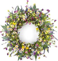 Vibrant Lavender &amp; Daisy Wreath - 22-Inch Spring Door Decor, Handmade El... - $61.33