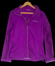 Columbia Windbreaker Medium Womens Bright Purple Hooded Full Zip Pockets - £29.23 GBP