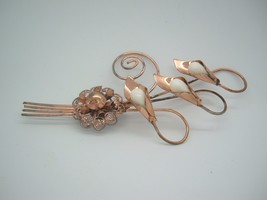 Vintage Brooch Large Mod COPPER Layered Flower Calla Lilly Pin modernist MCM - £13.99 GBP