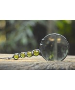 Lemon Drops Magnifier Glass pendant green olive glass loupe magnifying n... - $47.00