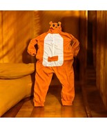 Jumpsuit Pajamas Costume Pokémon Kangaroo Bear- Adult Size XL Hoodie Orange - £18.54 GBP