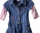 Carters Watch the Wear Blue  Denim Baby Girl 12 Month Dress Embroidered - £5.11 GBP