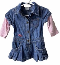 Carters Watch the Wear Blue  Denim Baby Girl 12 Month Dress Embroidered - £5.08 GBP