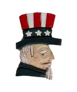 Uncle Sam Holiday Christmas Ornament Faux Carved Wood Rustic July 4th Am... - $6.24