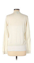 EDDIE BAUER Knit Cardigan Women&#39;s Large Button Front Ivory ruffle Cotton... - $31.18