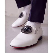 The Pombe White Patent Leather Dress Slip-on Loafer Men Shoe image 11