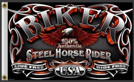 Deluxe Steel Horse Rider 3 X 5 Flag FL380 3x5 Bikers Item Large 3X5 Motorcycle - £9.63 GBP