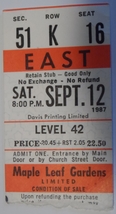 Level 42 1987 Maple Leaf Gardens Ticket Stub Toronto NM English jazz-fun... - £7.68 GBP