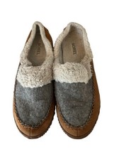 SOREL Womens Slippers Gray Brown OUT N ABOUT Moccasin Faux Fur NL2715-060 - £15.09 GBP