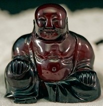 Buddha Figurine Sculpture Made from Cherry Amber - $222.00