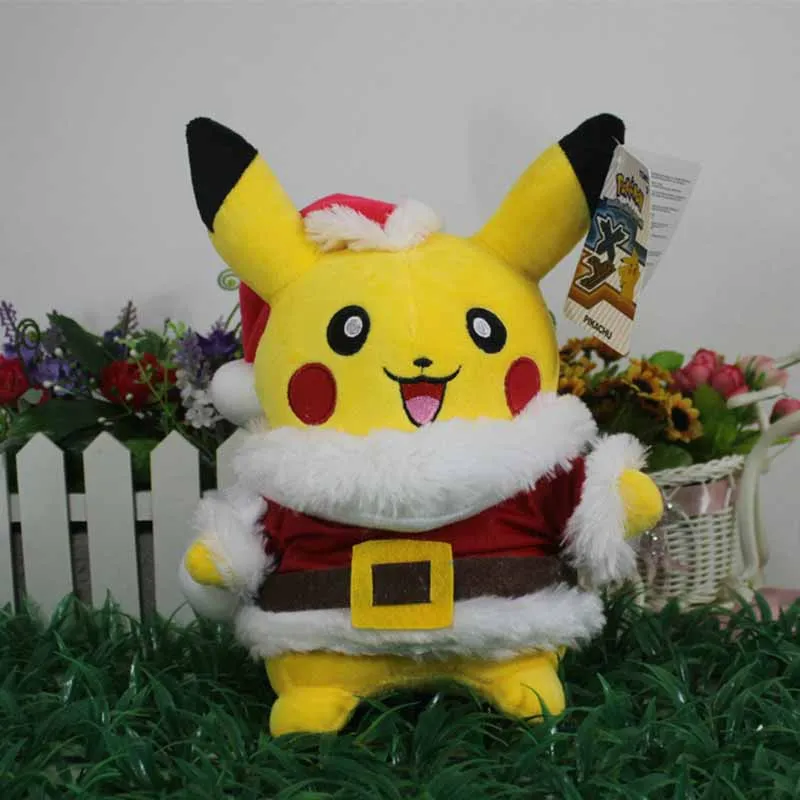 Play 25CM TAKARA TOMY  Santa Claus Pikachu Plush Toy Soft Cartoon Anime Doll For - £38.57 GBP