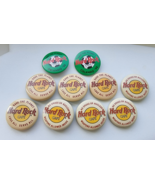 VINTAGE COLLECTIBLES HARD ROCK CAFE PINBACK BUTTONS LOT OF 10 - $874.03 MXN
