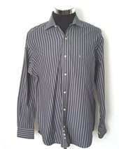 Tailorbyrd Dress Shirt Mens Size Large Button Front Charcoal Gray Striped - £16.88 GBP