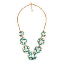 Classy Turquoise Embellished Coin Pearl Handmade Necklace - £16.05 GBP