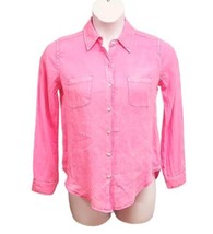 Lilly Pulitzer Button Up Shirt Womens XS Signature Pink Linen  Long Sleeve  - $24.75