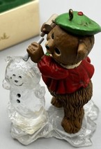 Ornament Hallmark The Ice Sculptor Bear Carving Snowman  Multi Colored 1981 - £6.05 GBP