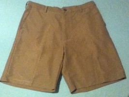 Size 33 Chaps shorts brown polyester flat front Inseam 9 inch - £17.57 GBP