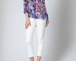 Apny Brush Stroke ¾ Sleeve Mandarin Collar Button Up Blouse Size XS - $65.53 CAD