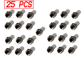 25 Pack - Rg6 F-Type Twist On Coax Coaxial Cable Cctv Tv Rf Connector Pl... - $14.65