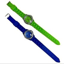 Geneva Watches Rubber Bands Set of 2 Green Blue Womens - $15.84