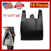 10Pcs Non Woven Reusable Grocery Shopping Tote Bags Recycled Black 11&quot;x17&quot; - $11.87