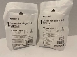 Lot of 2 McKesson Sterile GAUZE BANDAGE ROLL 4.5&quot; x 4.1 yards 6 ply 100% Cotton - £4.30 GBP