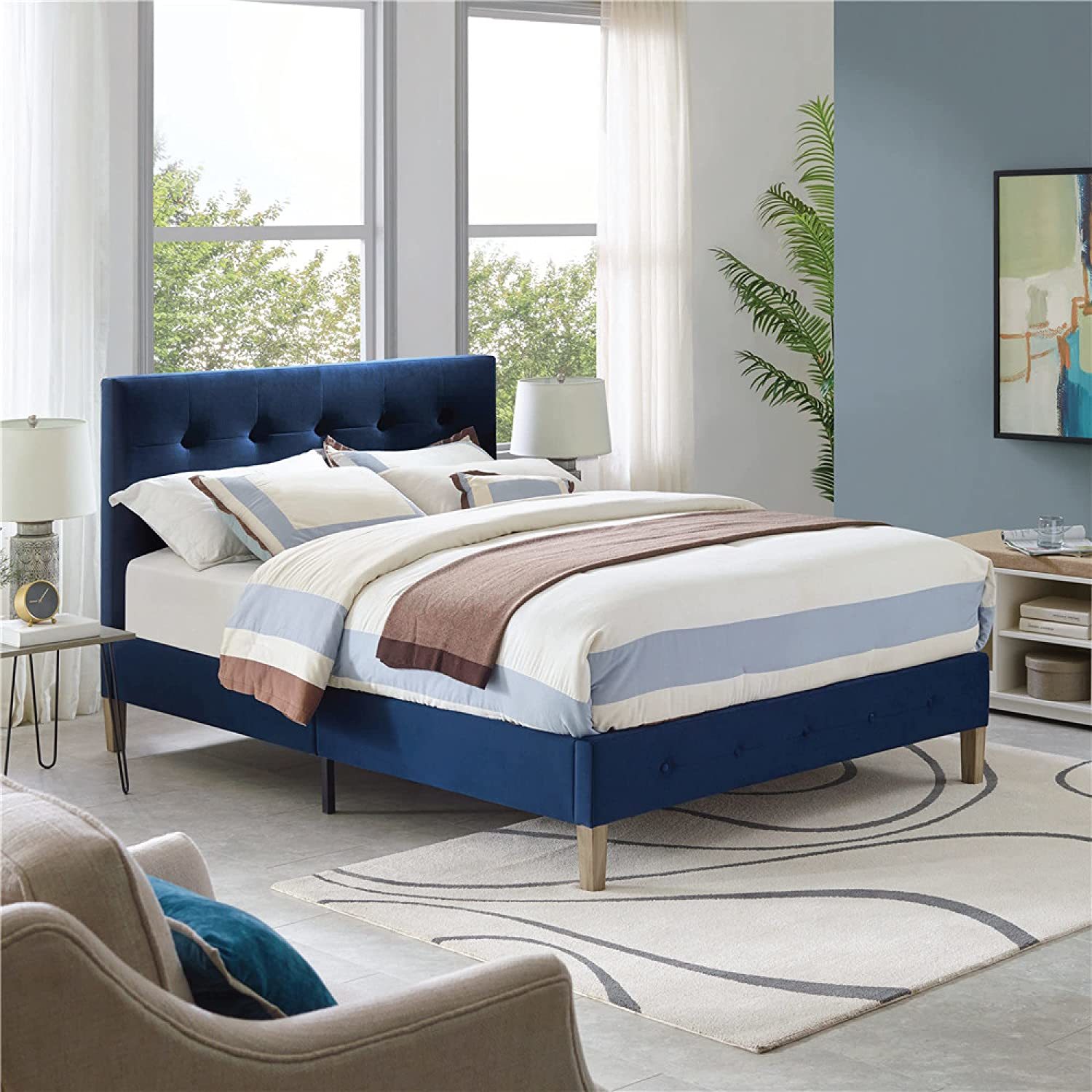 Primary image for Classic Brands Seattle Modern Tufted Upholstered Platform Bed, Antonio Sapphire
