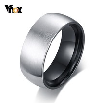 Vnox 8mm Matte Surface Men Rings Stainless Steel Black Inner Male Ring Casual Je - £6.88 GBP